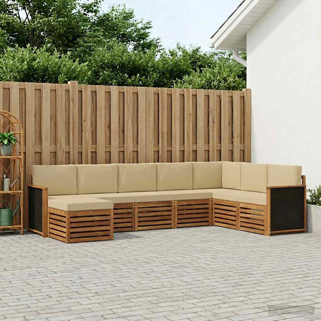 vidaXL Outdoor-Sofagarnitur mit Kissen 6 pcs Natur