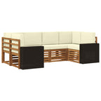 vidaXL Ecksofa Set mit Kissen 6 pcs Natur und Creme Polyester