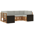 vidaXL Ecksofa Set mit Kissen 6 pcs Natürlich und Hellgrau Polyester