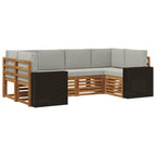 vidaXL Ecksofa Set mit Kissen 6 pcs Natürlich und Hellgrau Polyester