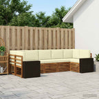 vidaXL Ecksofa Set mit Kissen 7 pcs Natur und Creme Polyester