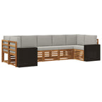 vidaXL Ecksofa Set mit Kissen 7 pcs Natürlich und Hellgrau Polyester
