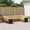 vidaXL Ecksofa Set 7 pcs Natur Massives Akazienholz und Polyester