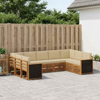 vidaXL Ecksofa Set 7 pcs Natur Massives Akazienholz und Polyester