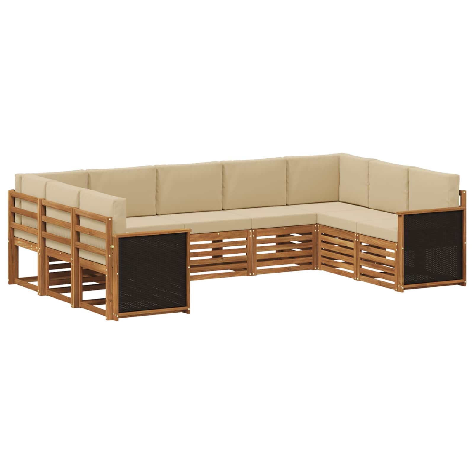 vidaXL Ecksofa Set 7 pcs Natur Massives Akazienholz und Polyester