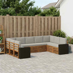 vidaXL Outdoor-Sofagarnitur 9 pcs Natürlich und Hellgrau Polyester