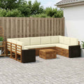 vidaXL Sofagarnituren 10 pcs Natur und Creme Massivholz Akazie