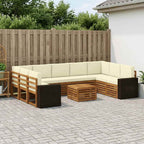 vidaXL Sofagarnituren 10 pcs Natur und Creme Massivholz Akazie