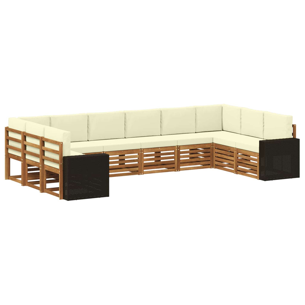vidaXL Outdoor-Sofagarnitur 10 pcs Natur und Creme Polyester