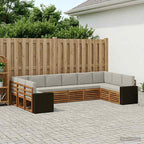 vidaXL Ecksofa Set mit Kissen 10 pcs Natürlich und Hellgrau Polyester