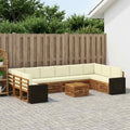 vidaXL Outdoor-Sofagarnitur 11 pcs Natur und Creme Polyester