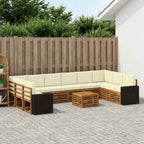 vidaXL Outdoor-Sofagarnitur 11 pcs Natur und Creme Polyester