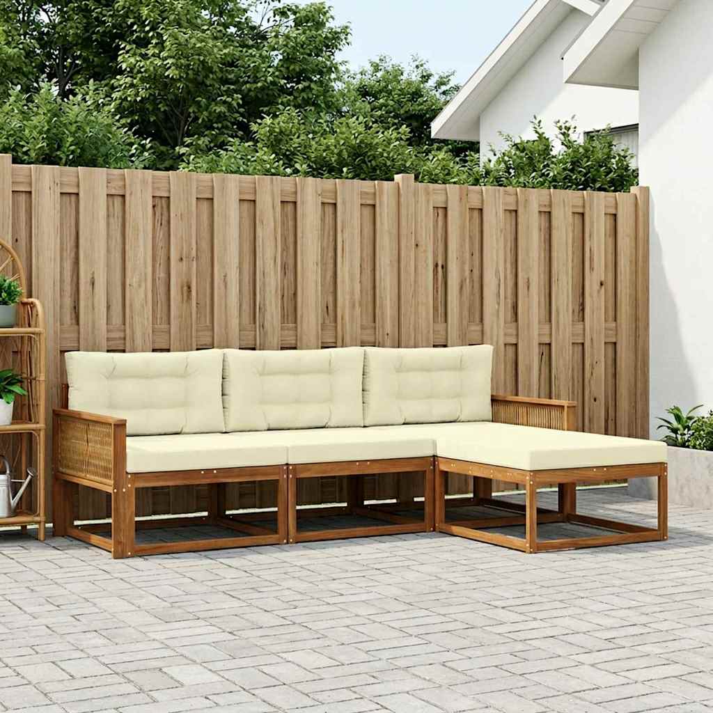 vidaXL Outdoor-Sofagarnitur mit Kissen 4 pcs Natur und Creme