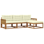 vidaXL Outdoor-Sofagarnitur mit Kissen 4 pcs Natur und Creme
