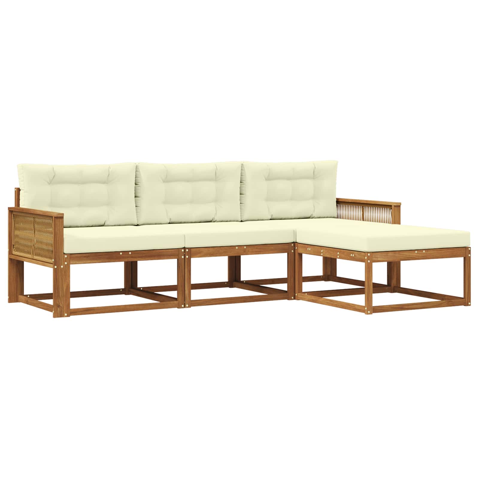 vidaXL Outdoor-Sofagarnitur mit Kissen 4 pcs Natur und Creme