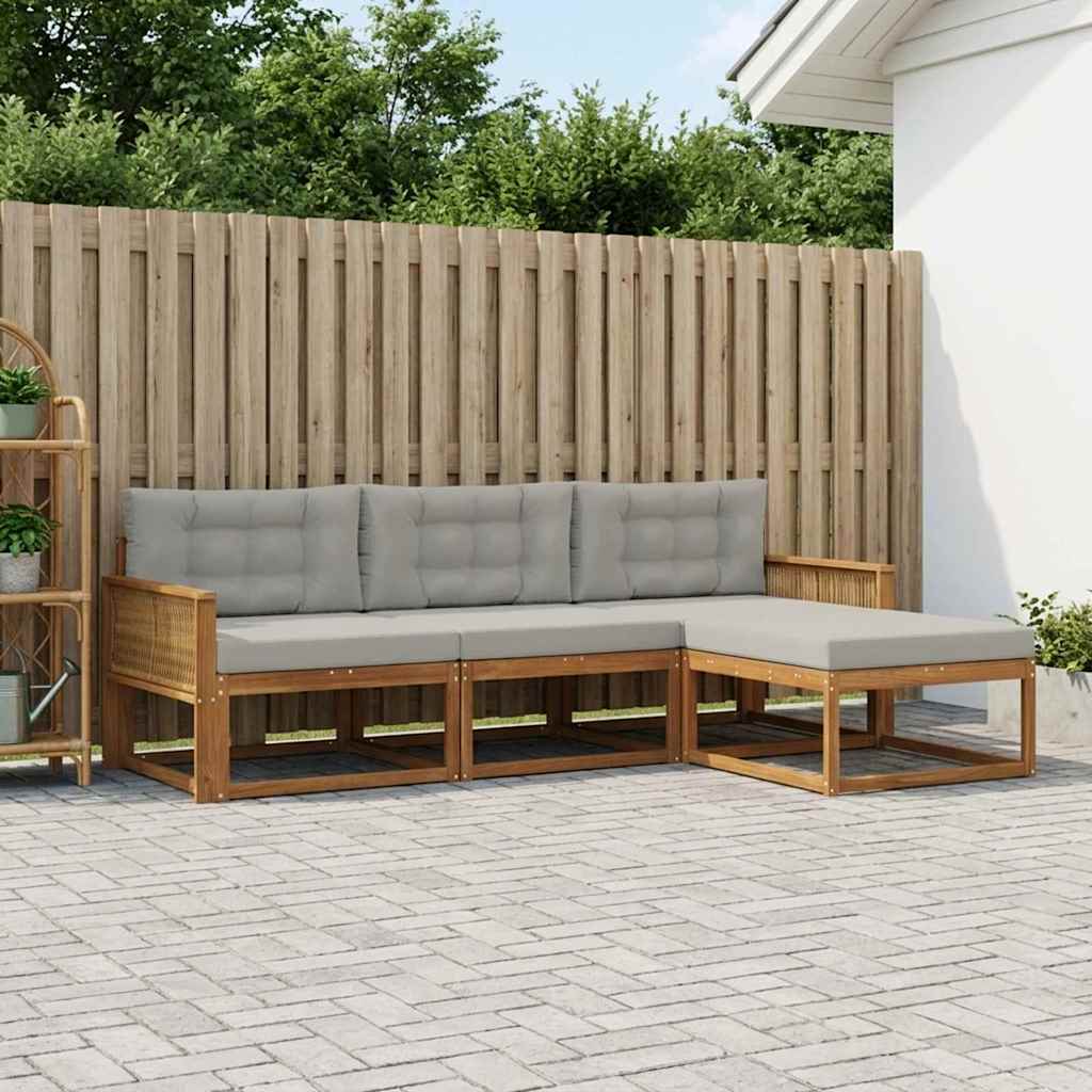 vidaXL Outdoor-Sofagarnitur 4 pcs Natur und Hellgrau