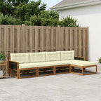 vidaXL Outdoor-Sofagarnitur mit Kissen 5 pcs Natur und Creme
