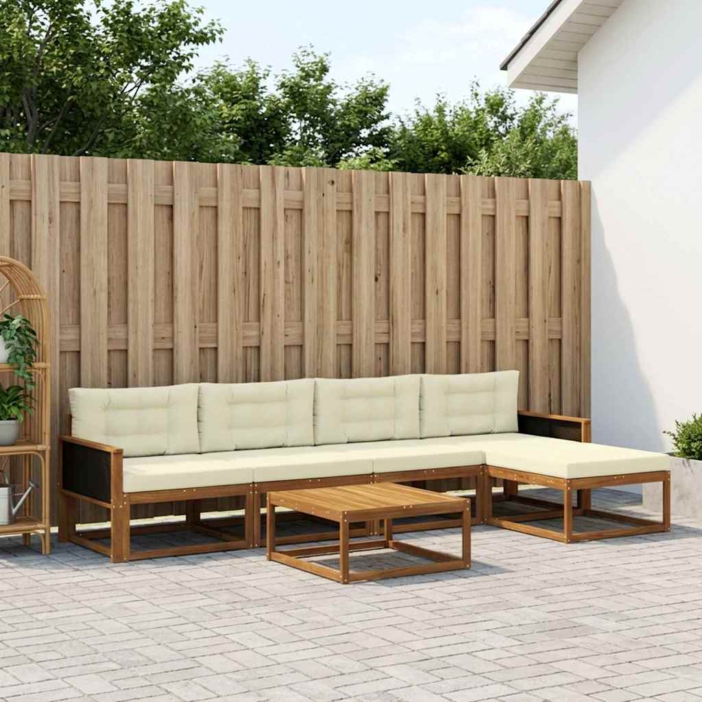 vidaXL Outdoor-Sofagarnitur mit Kissen 6 pcs Natur und Creme