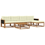 vidaXL Outdoor-Sofagarnitur mit Kissen 6 pcs Natur und Creme