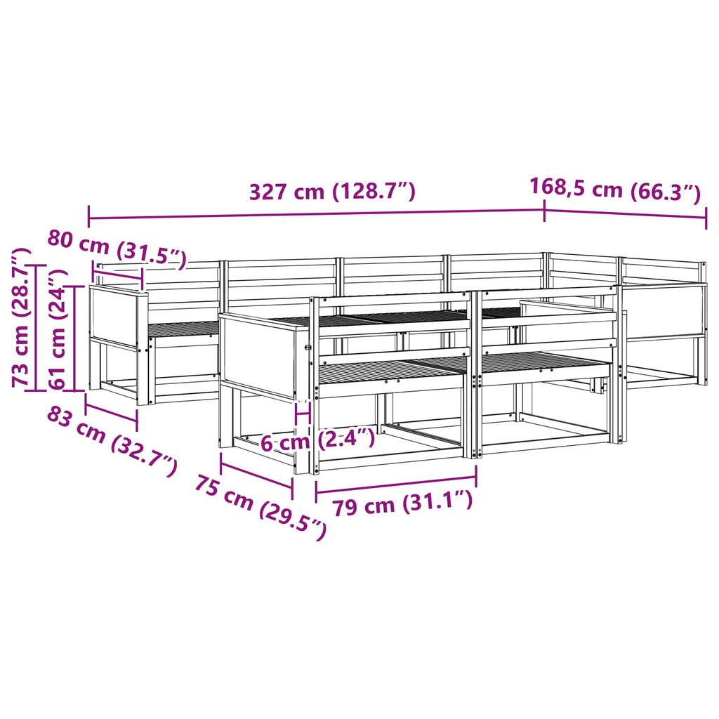 vidaXL Outdoor-Sofagarnitur 8 pcs Natur Massivholz Akazie