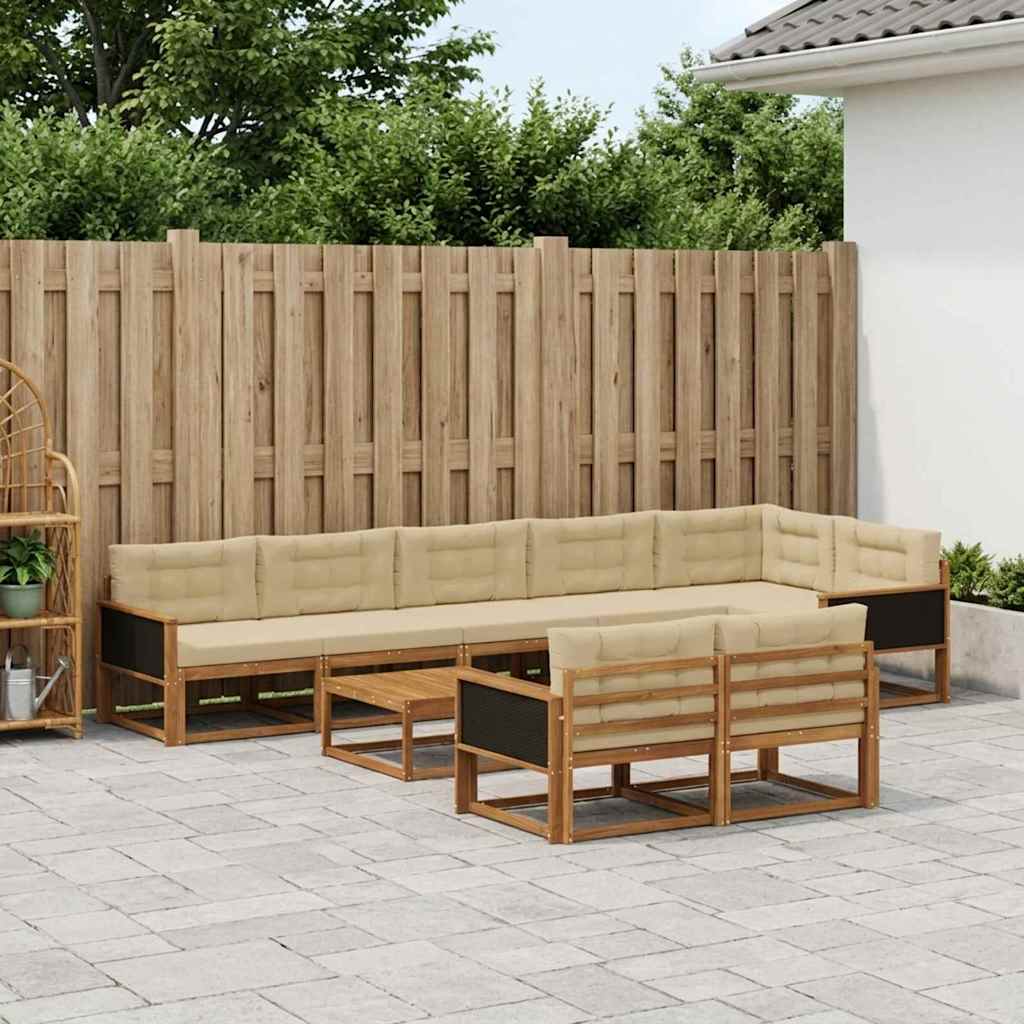 vidaXL Outdoor-Sofagarnitur 9 pcs Natur und Beige