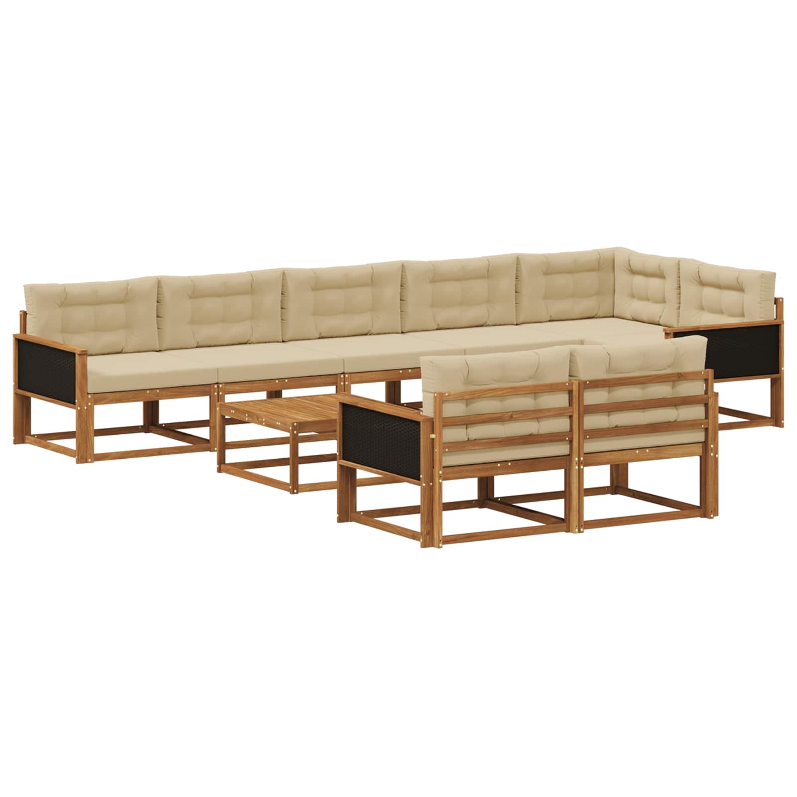 vidaXL Outdoor-Sofagarnitur 9 pcs Natur und Beige