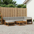 vidaXL Outdoor-Sofagarnitur mit Kissen 7 pcs Natürlich und Hellgrau
