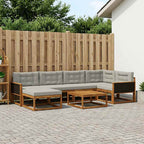 vidaXL Outdoor-Sofagarnitur mit Kissen 7 pcs Natürlich und Hellgrau