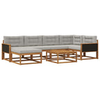 vidaXL Outdoor-Sofagarnitur mit Kissen 7 pcs Natürlich und Hellgrau