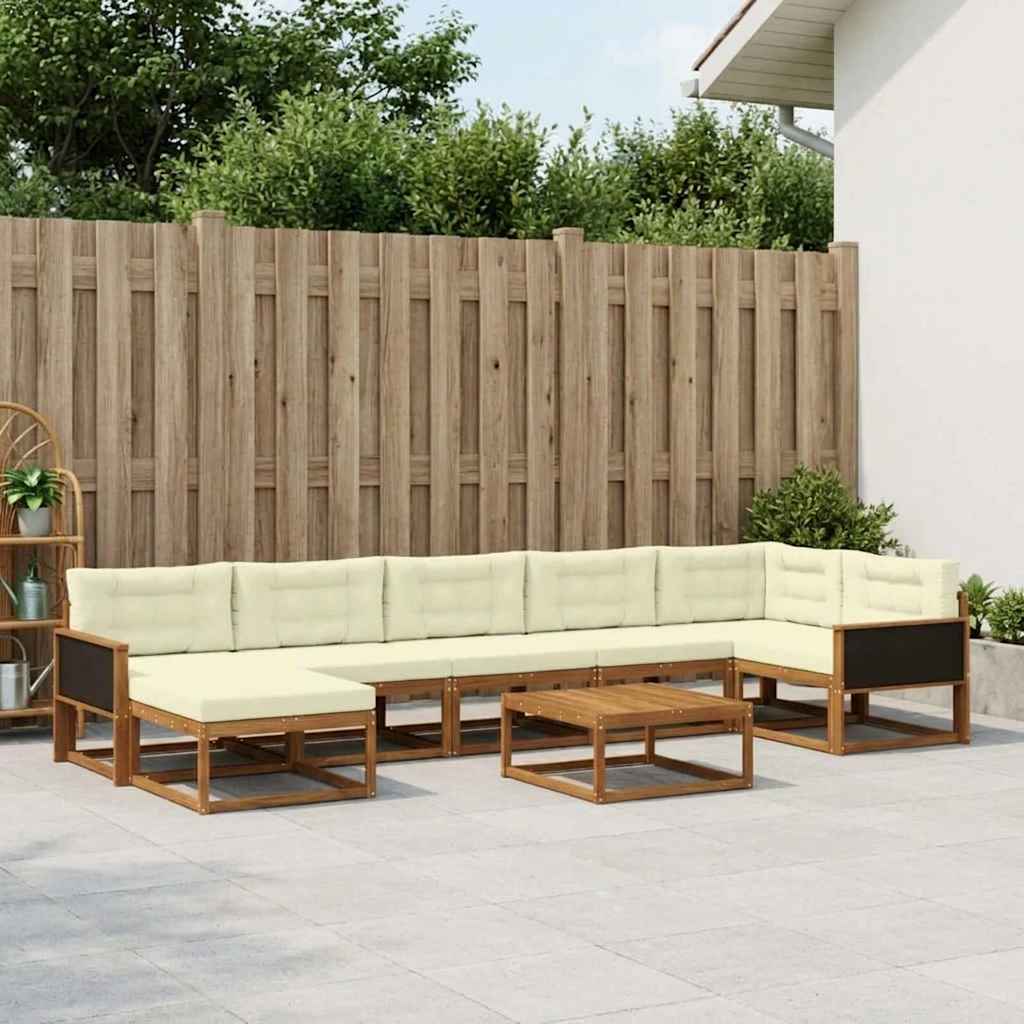 vidaXL Outdoor-Sofagarnitur mit Kissen 8 pcs Natur und Creme