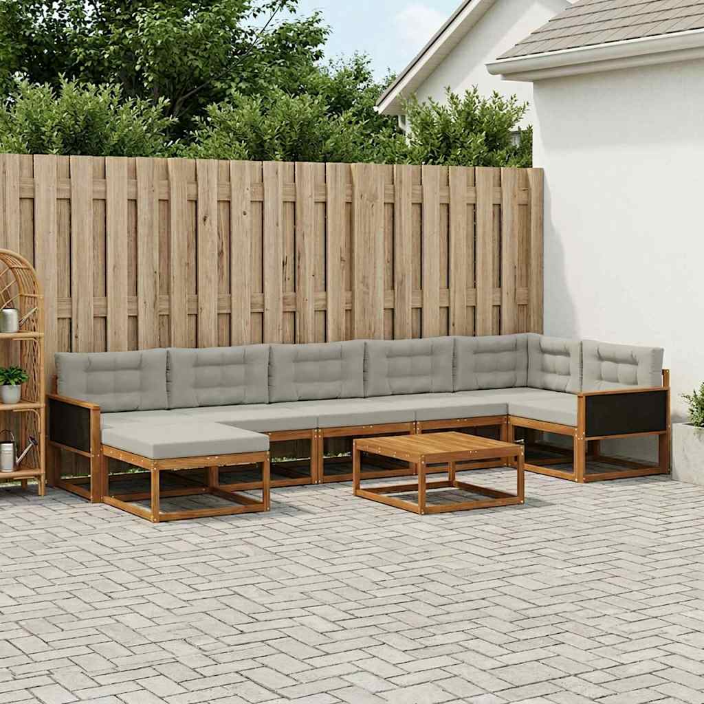 vidaXL Outdoor-Sofagarnitur mit Kissen 8 pcs Natürlich und Hellgrau