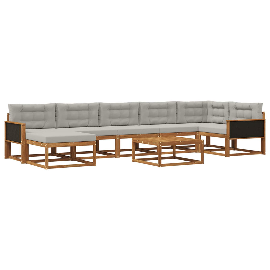 vidaXL Outdoor-Sofagarnitur mit Kissen 8 pcs Natürlich und Hellgrau