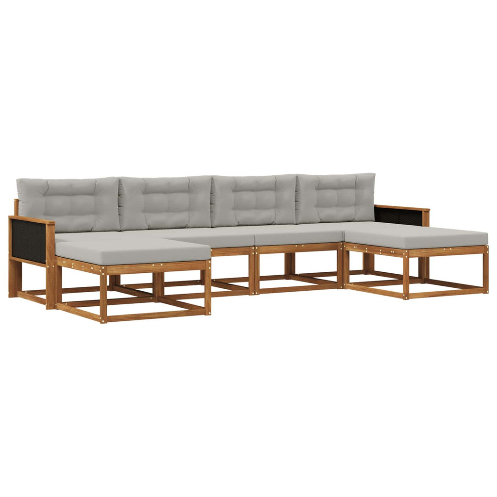 vidaXL Outdoor-Sofagarnitur mit Kissen 6 pcs Natürlich und Hellgrau