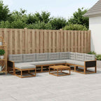 vidaXL Outdoor-Sofagarnitur mit Kissen 9 pcs Natürlich und Hellgrau