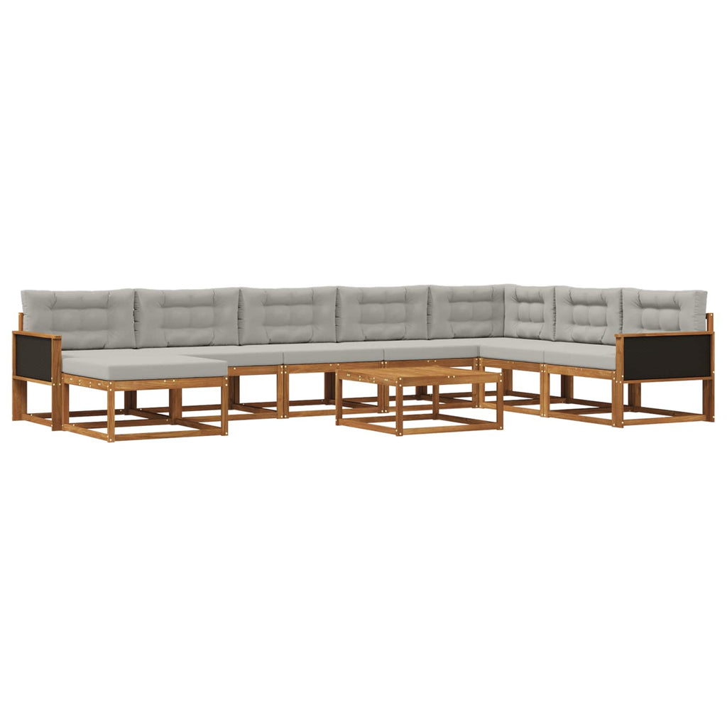 vidaXL Outdoor-Sofagarnitur mit Kissen 9 pcs Natürlich und Hellgrau