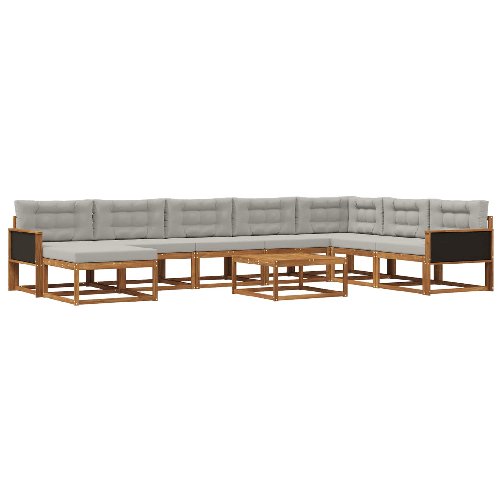 vidaXL Outdoor-Sofagarnitur mit Kissen 9 pcs Natürlich und Hellgrau