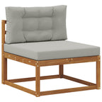 vidaXL Outdoor-Sofagarnitur mit Kissen 9 pcs Natürlich und Hellgrau