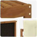 vidaXL Outdoor-Sofagarnitur mit Kissen 10 pcs Natur und Creme