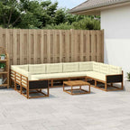vidaXL Outdoor-Sofagarnitur mit Kissen 10 pcs Natur und Creme