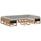 vidaXL Outdoor-Sofagarnitur mit Kissen 10 pcs Natürlich und Hellgrau