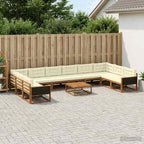 vidaXL Outdoor-Sofagarnitur mit Kissen 11 pcs Natur und Creme
