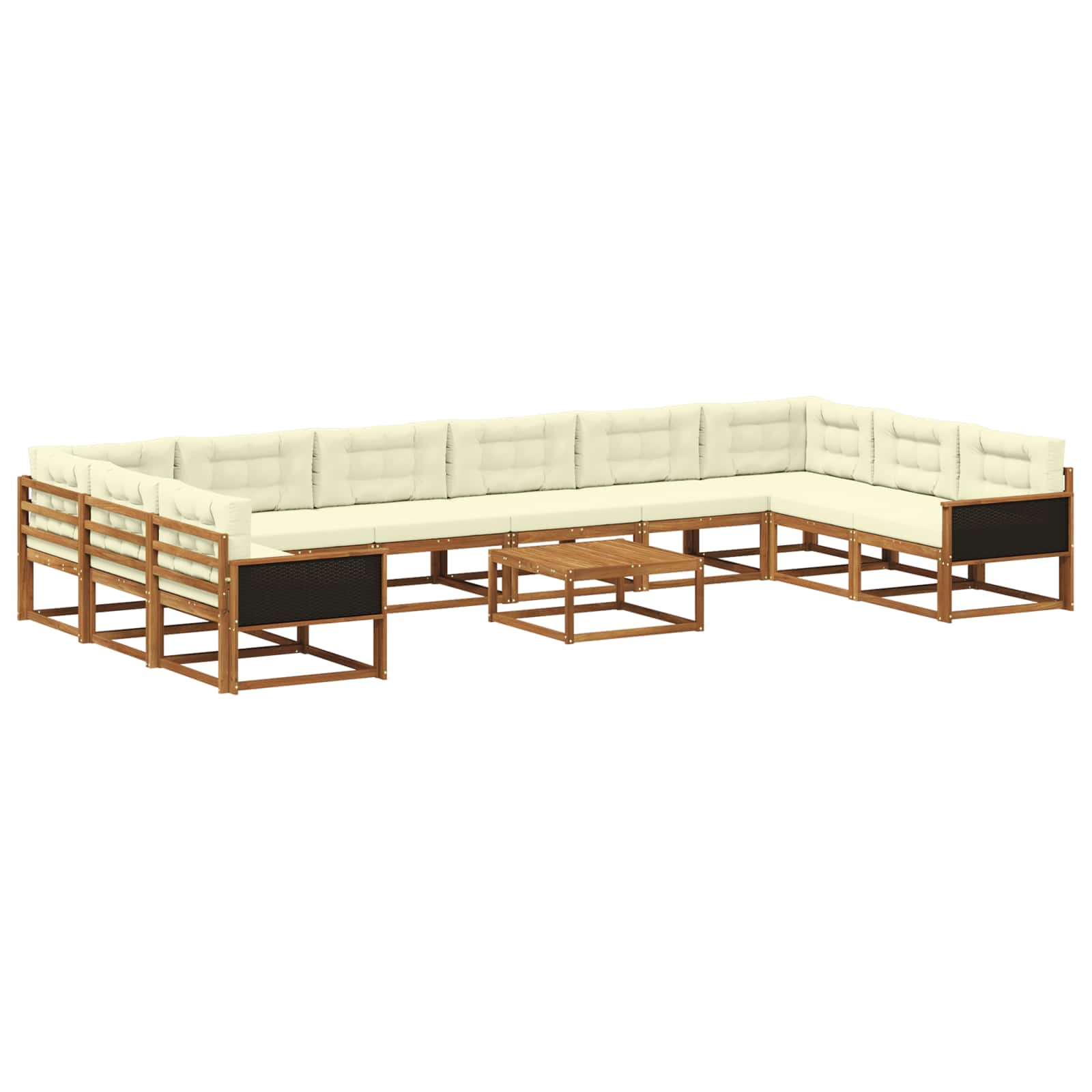 vidaXL Outdoor-Sofagarnitur mit Kissen 11 pcs Natur und Creme