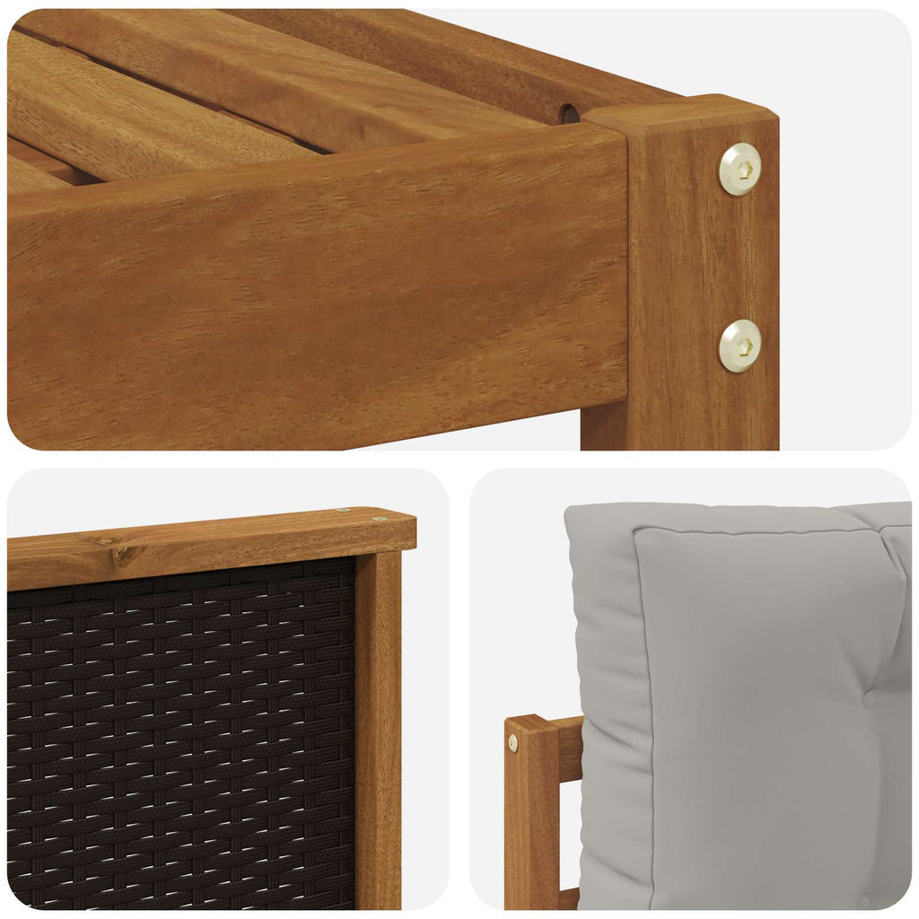 vidaXL Outdoor-Sofagarnitur mit Kissen 11 pcs Natürlich und Hellgrau
