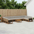 vidaXL Outdoor-Sofagarnitur mit Kissen 11 pcs Natürlich und Hellgrau