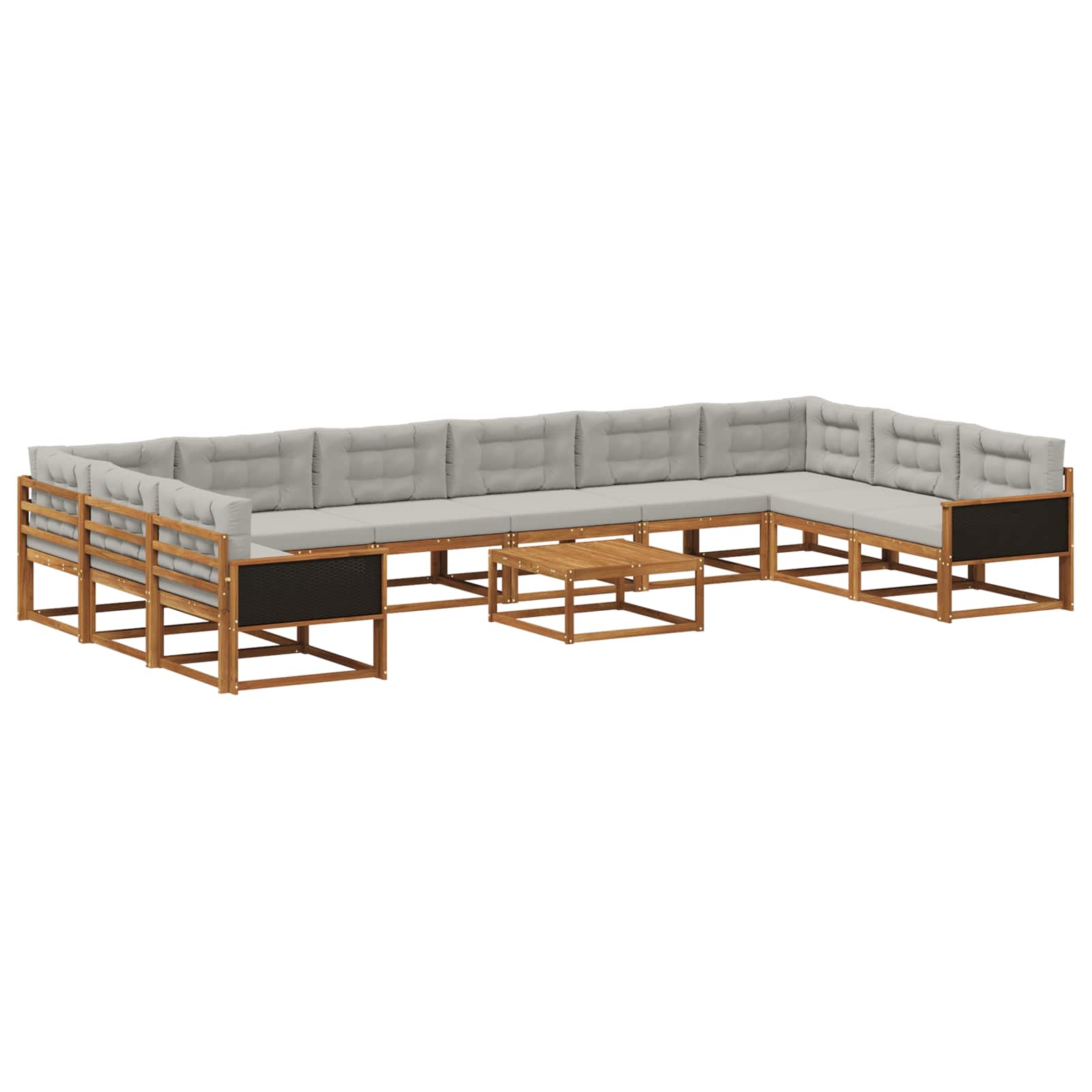 vidaXL Outdoor-Sofagarnitur mit Kissen 11 pcs Natürlich und Hellgrau
