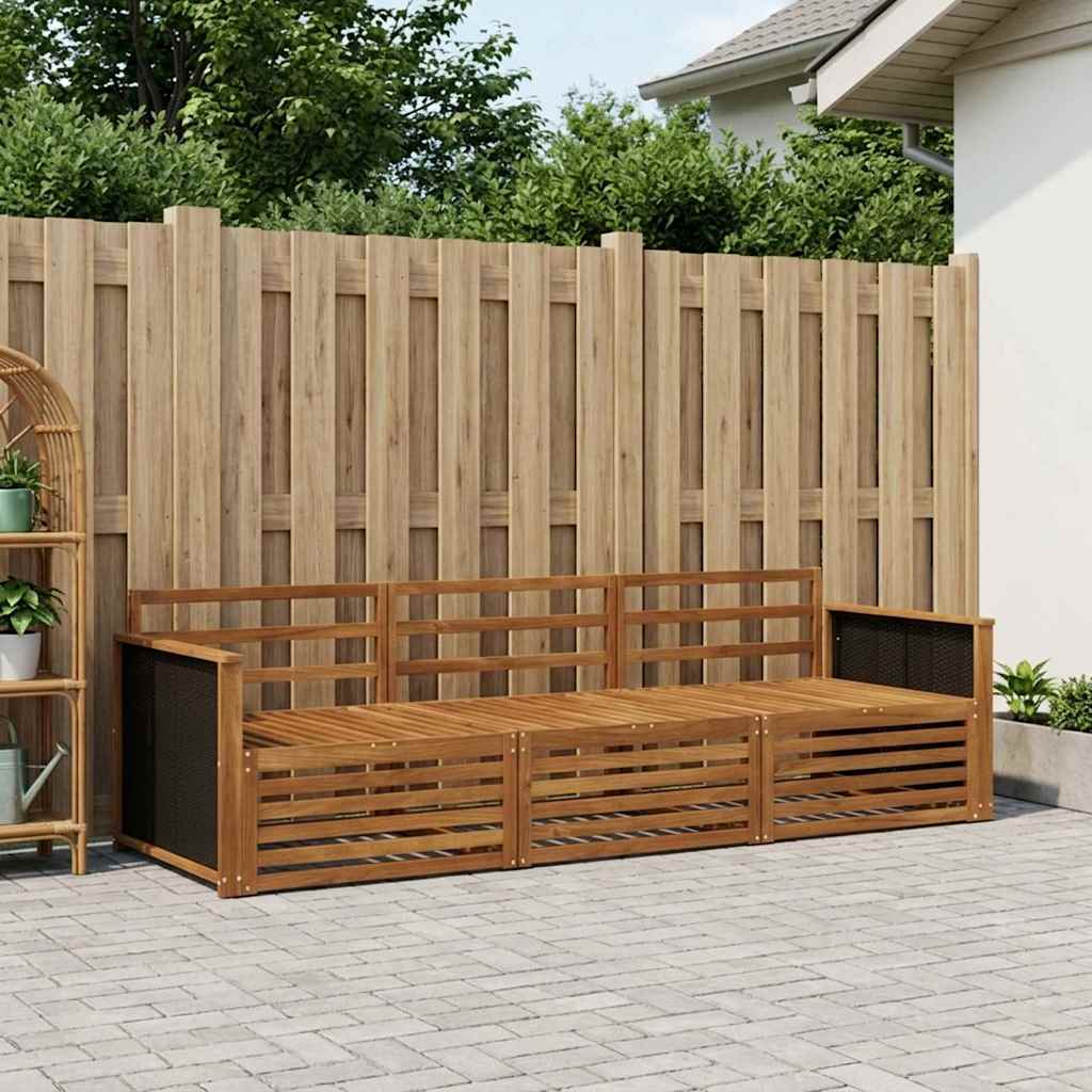 vidaXL Outdoor-Sofagarnitur 3 pcs Natur Massivholz Akazie