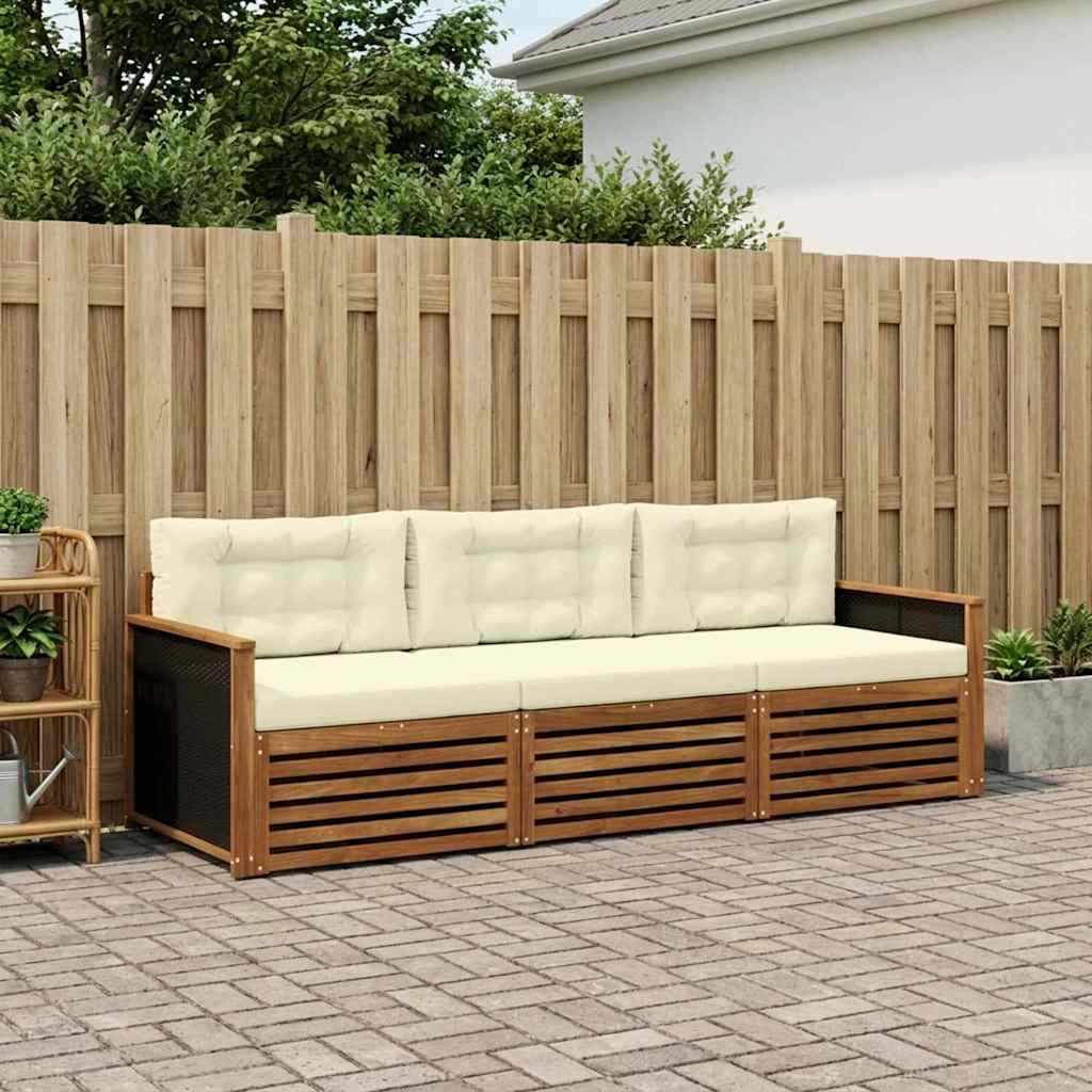 vidaXL Outdoor-Sofagarnitur 3 pcs Natur und Creme Polyester