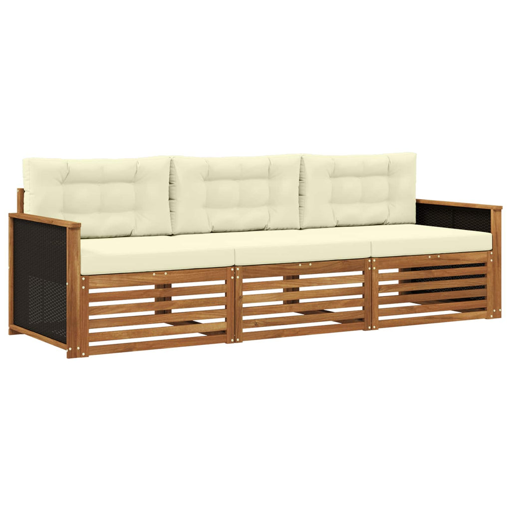 vidaXL Outdoor-Sofagarnitur 3 pcs Natur und Creme Polyester