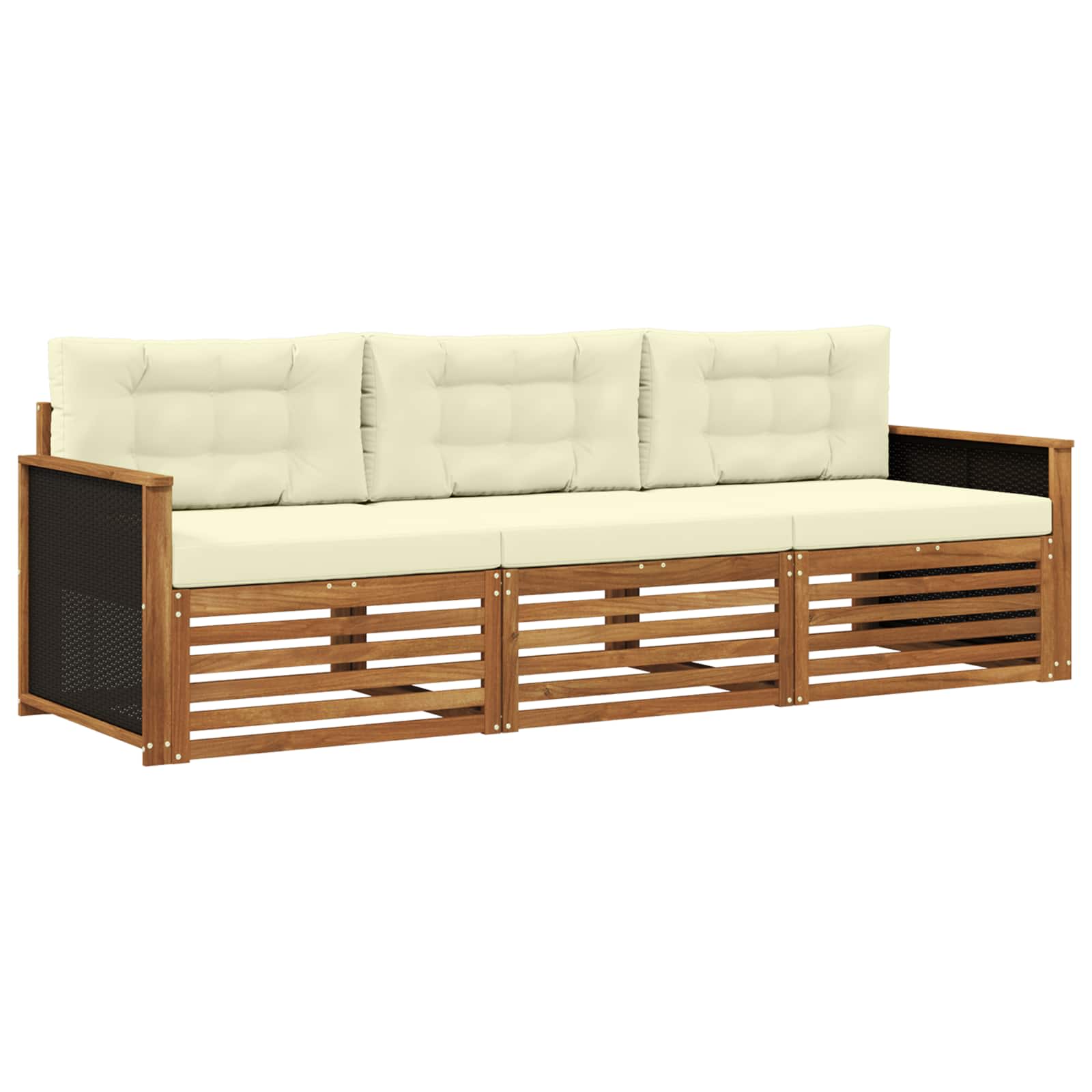vidaXL Outdoor-Sofagarnitur 3 pcs Natur und Creme Polyester