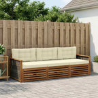vidaXL Outdoor-Sofagarnitur mit Kissen 3 pcs Natur und Creme